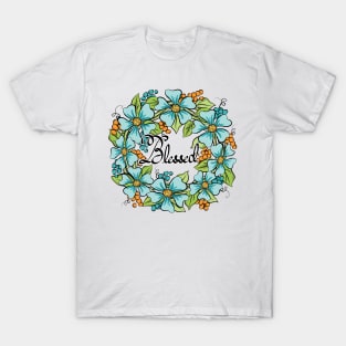 Blessed Floral Wreath Art T-Shirt